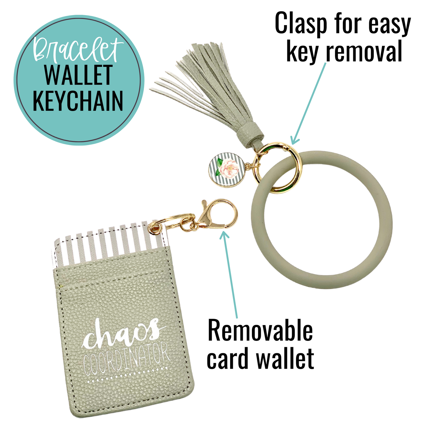 Chaos Coordinator Gray Silicone Bracelet Keychain Wallet for Bosses