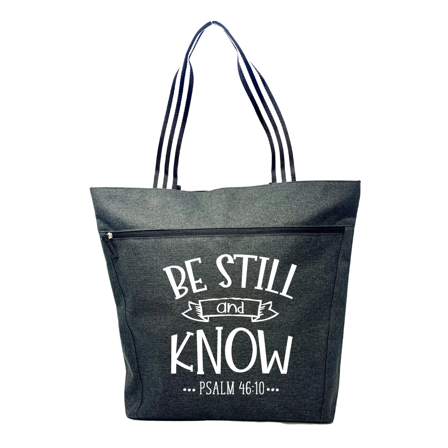 Be Still and Know Lexie Black Tote Bag