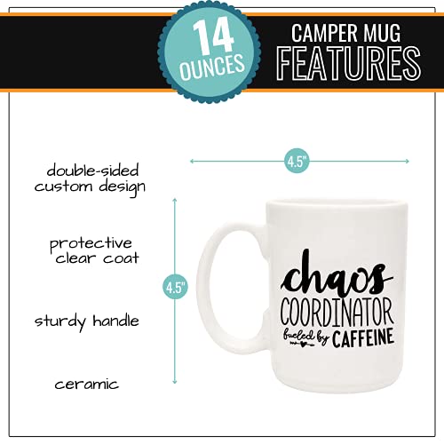 Chaos Coordinator Fueled by Caffeine 15oz White Ceramic Mug for Bosses