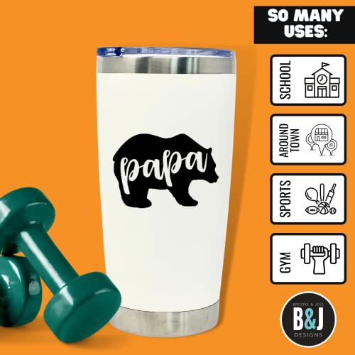 Papa Bear 20 oz White Tumbler for Dads