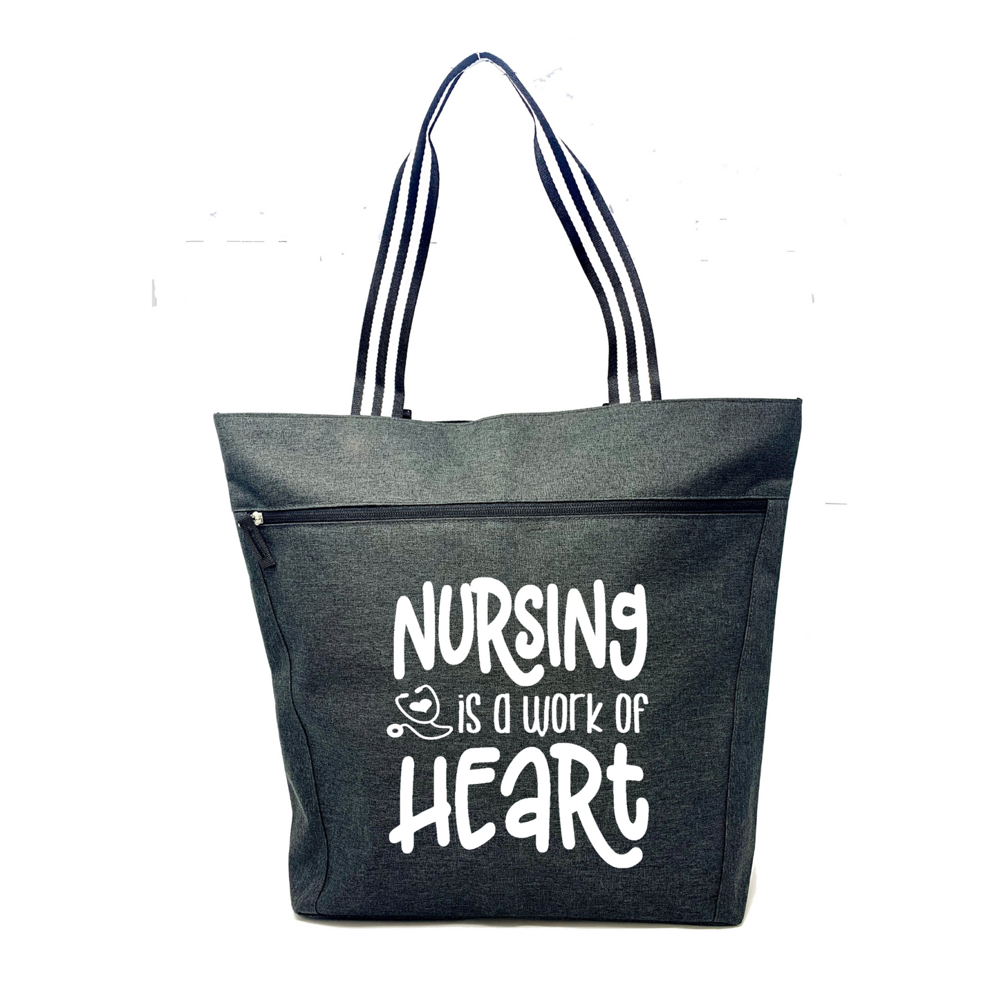 Nursing is a Work of Heart Black Lexie Tote Bag for Medical Workers