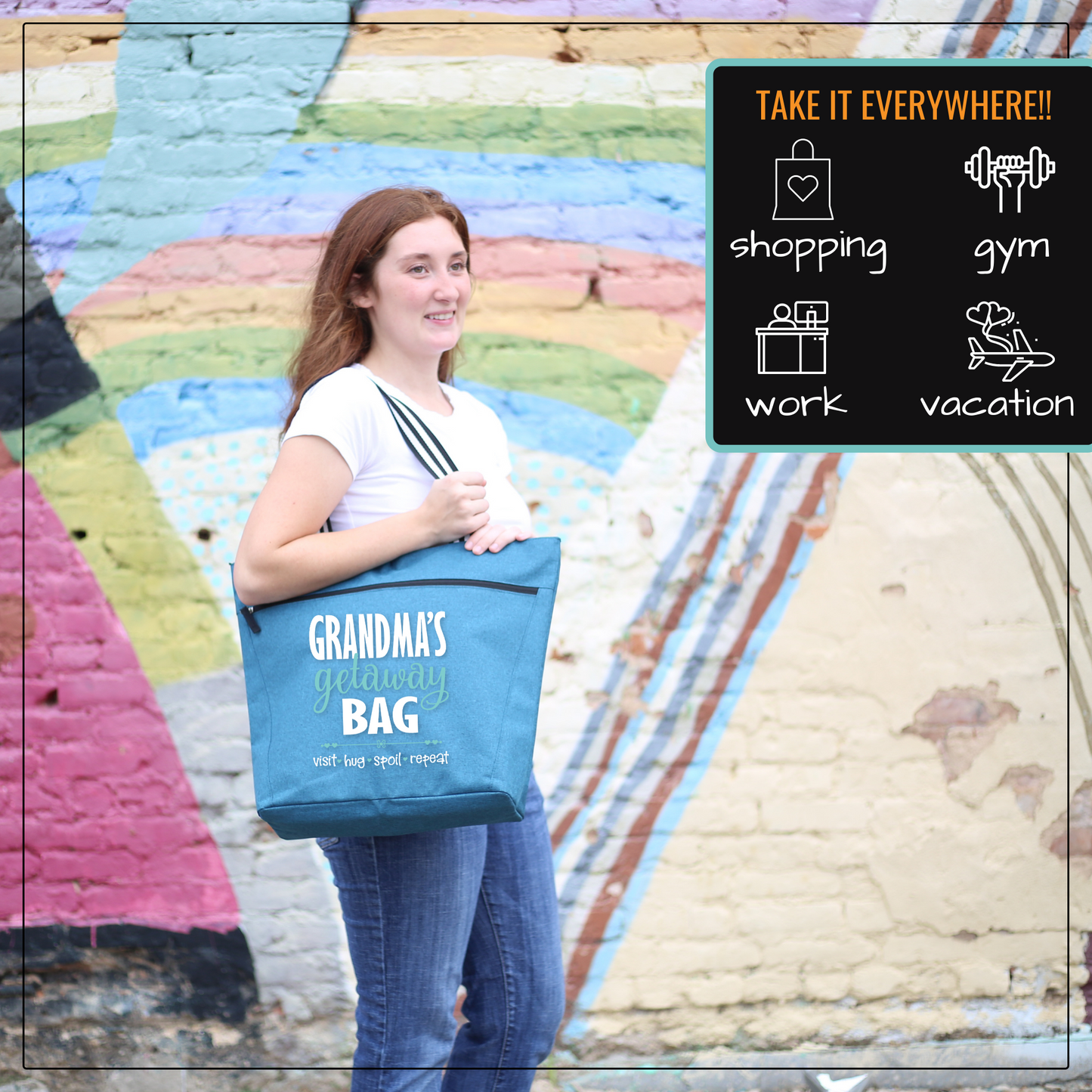 Grandma's Getaway Teal Lexie Tote Bag for Grandmothers