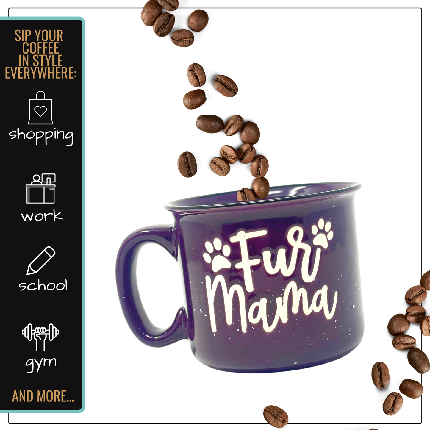 Fur Mama 15 oz Plum Ceramic Mug for Pet Lovers