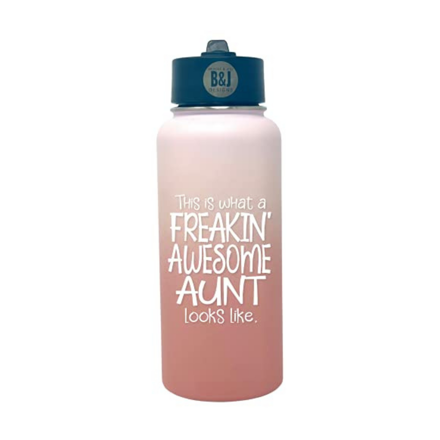 Freakin' Awesome Aunt 32 oz Rose Gold Water Bottle for Aunts