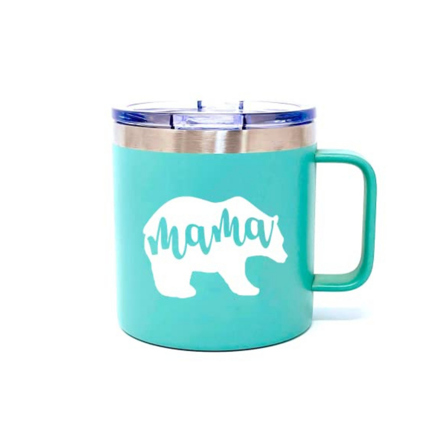 Mama Bear 14 oz Teal Camper Tumbler for Moms