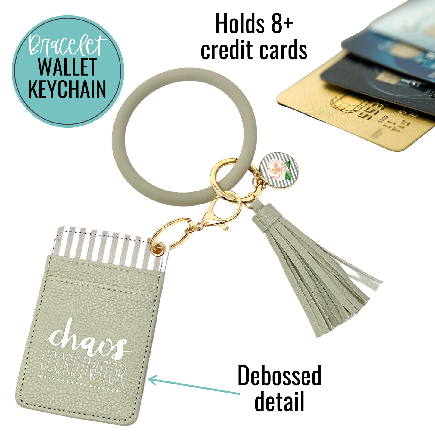 Chaos Coordinator Gray Silicone Bracelet Keychain Wallet for Bosses