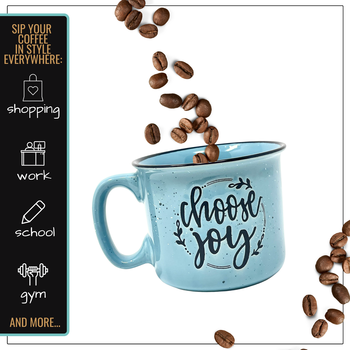 Choose Joy 15 oz  Teal Ceramic Mug