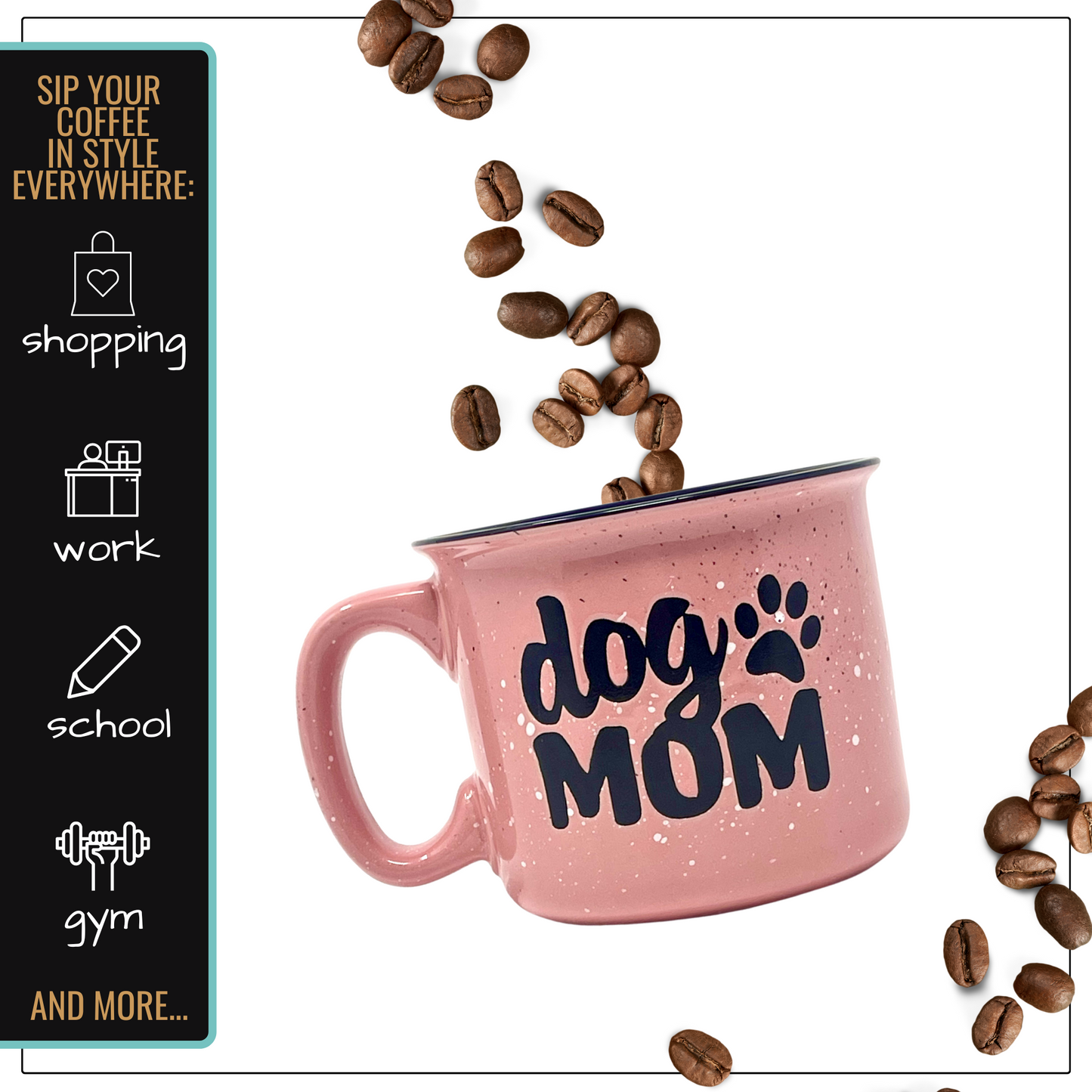 Dog Mom 15 oz Coral Ceramic Mug for Dog Lovers