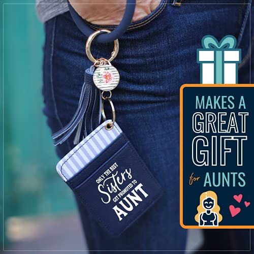 Sisters get Promoted to Aunt Navy Blue Silicone Bracelet Keychain Wallet for Sister