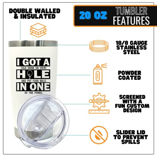 Golf Hole in One 20 oz White Tumbler for Golfers