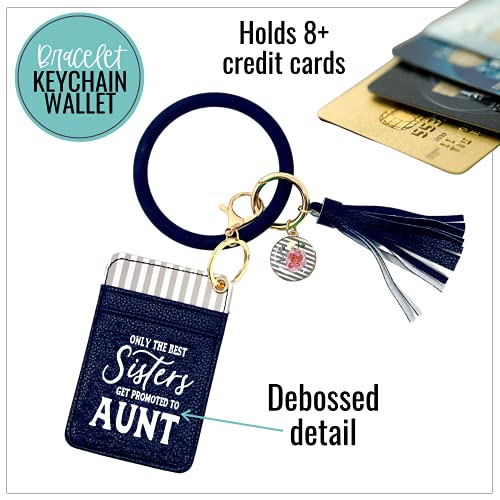 Sisters get Promoted to Aunt Navy Blue Silicone Bracelet Keychain Wallet for Sister