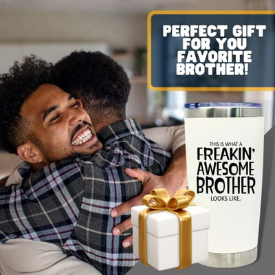 Freakin' Awesome Bother Looks Like 20 oz White Insulated Tumbler for Brothers