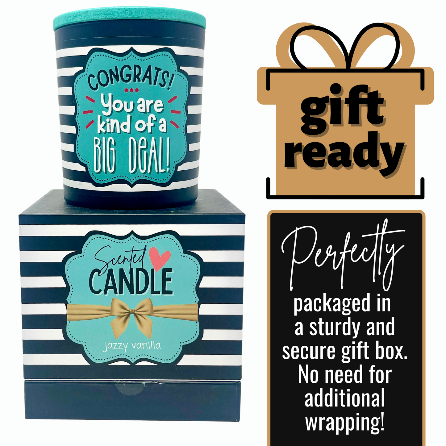 Congratulations 8 oz Jasmine and Vanilla Scented Candle