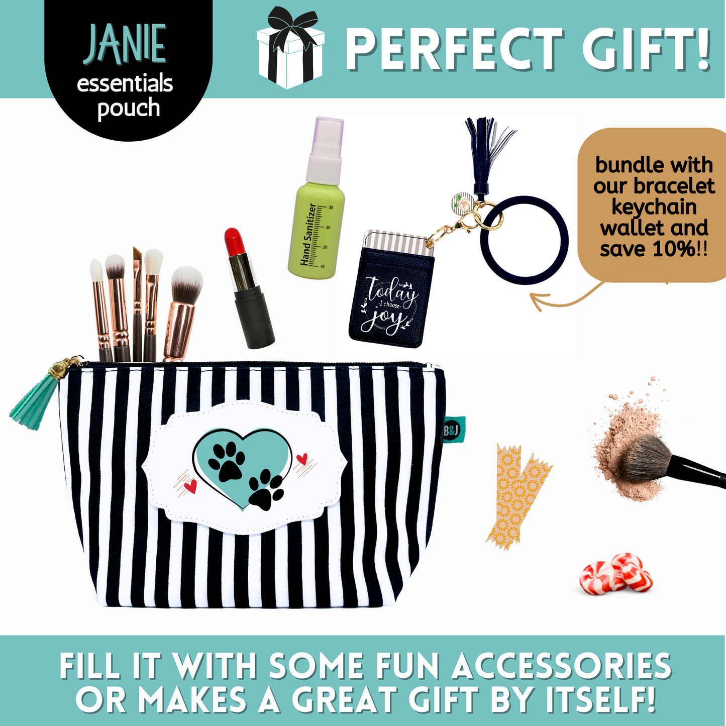 Heart and Paws Janie Zippered Pouch