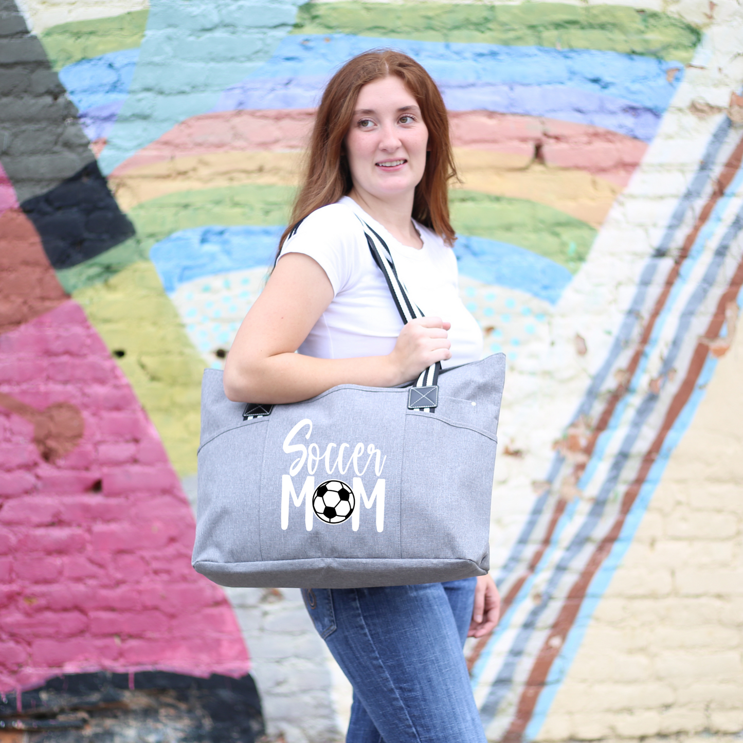 Soccer Mom Gray Tessa Tote Bag