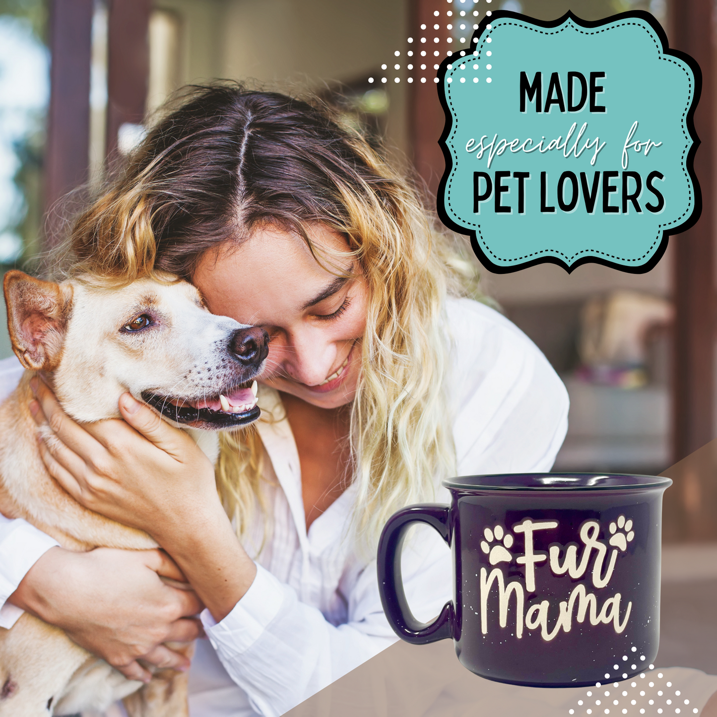 Fur Mama 15 oz Plum Ceramic Mug for Pet Lovers