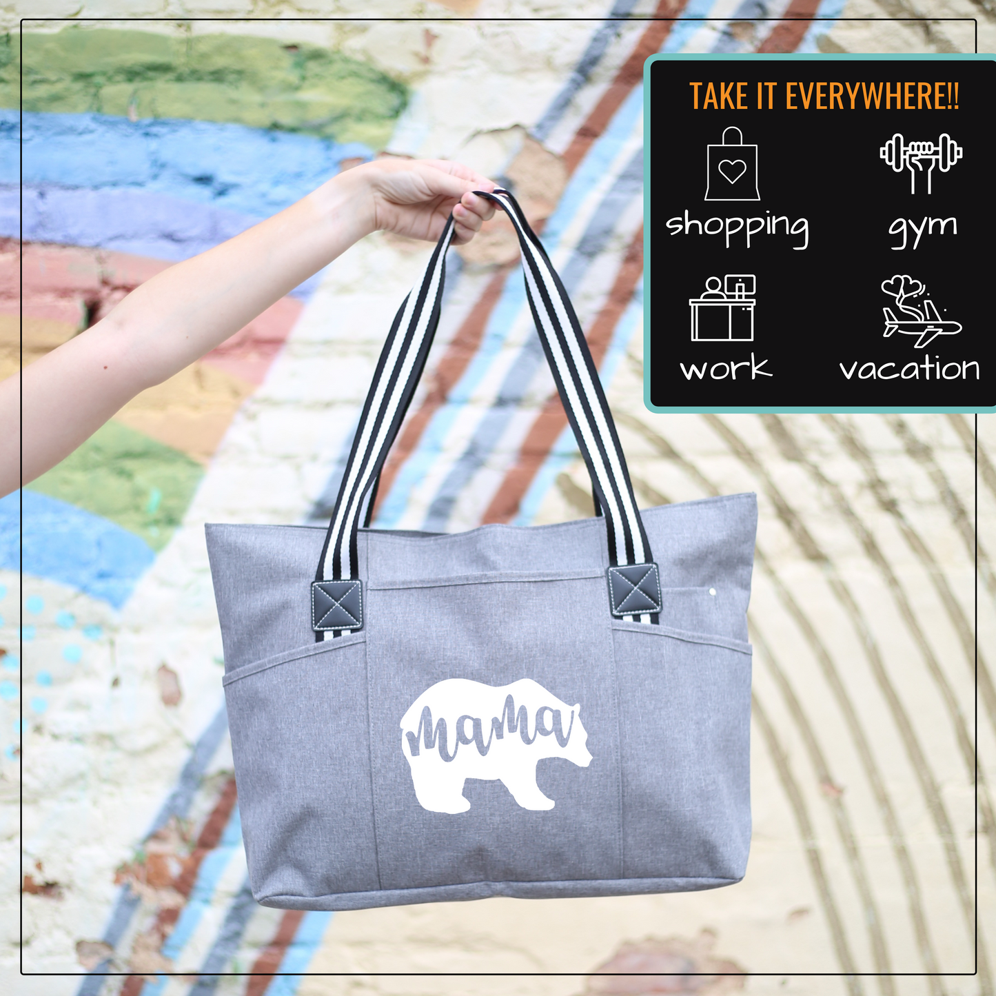 Mama Bear Tessa Gray Tote Bag for Moms
