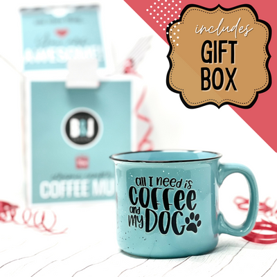 All I Need is Coffee and my Dog Teal Ceramic Mug