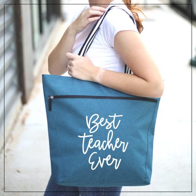 Best Teacher Ever Lexie Teal Tote Bag for Teachers