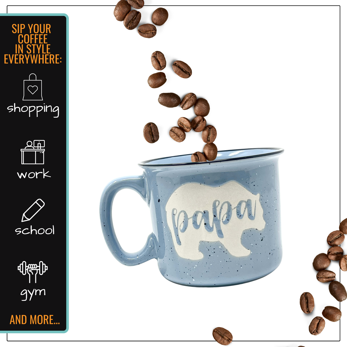 Papa Bear 15 oz Light Blue Ceramic Mug for Dads