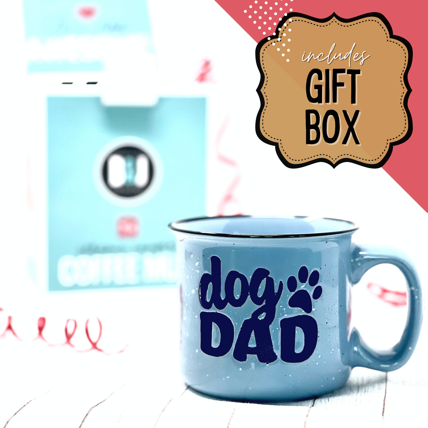 Dog Dad 15 oz Light Blue Ceramic Mug for Dog Lovers