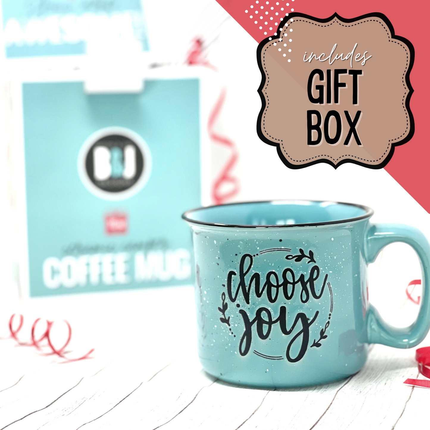 Choose Joy 15 oz  Teal Ceramic Mug