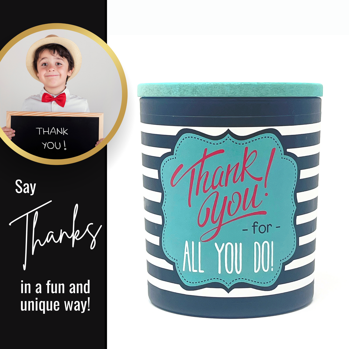 Thank You 8 oz Jasmine and Vanilla Scented Candle