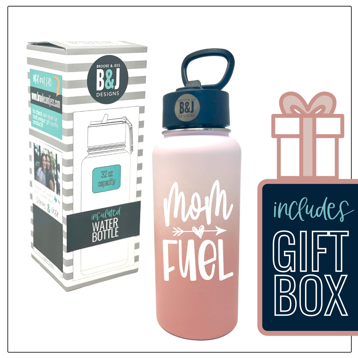 Mom Fuel Rose Gold 32 oz Water Bottle Tumbler
