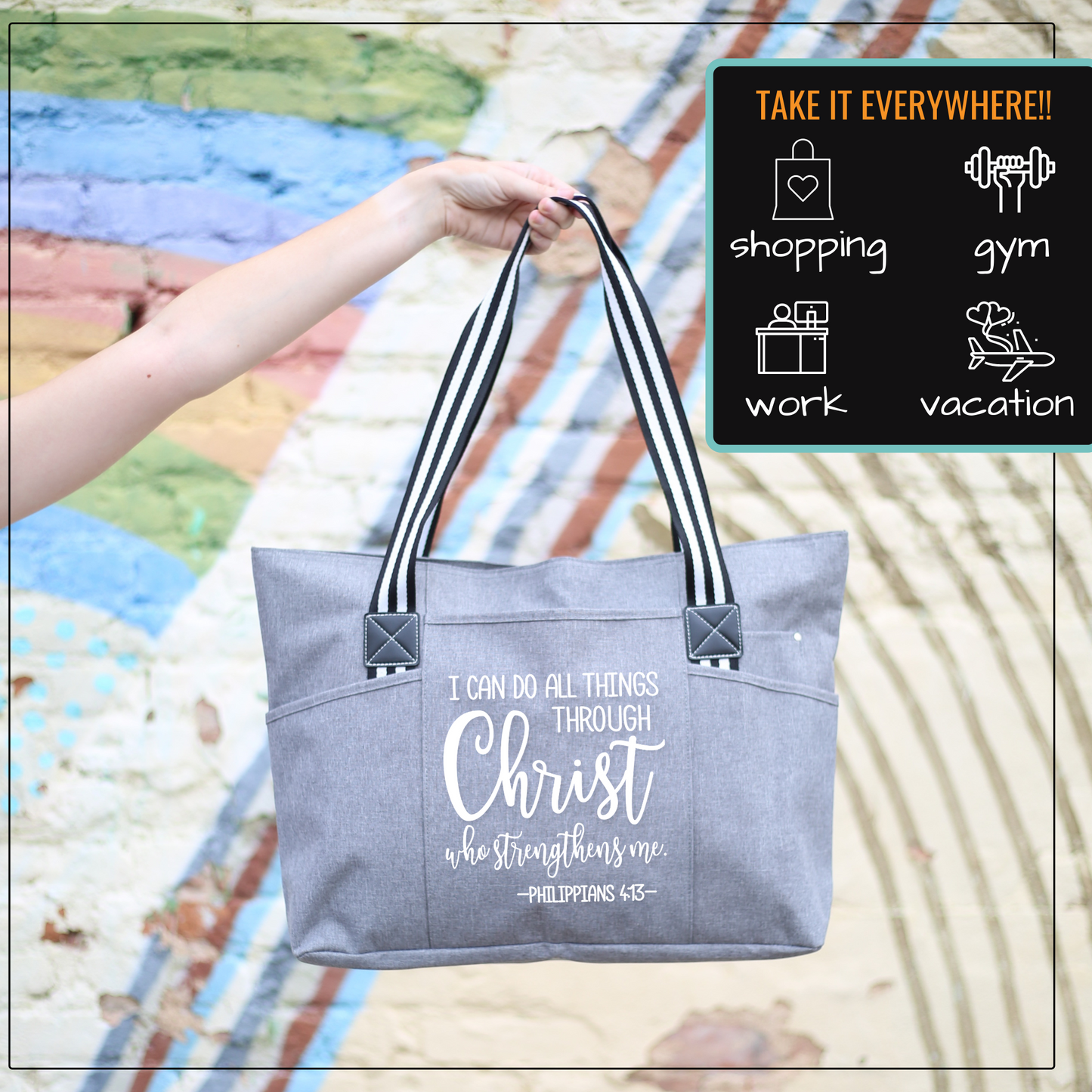 Through Christ All Things Are Possible Tessa Gray Tote Bag