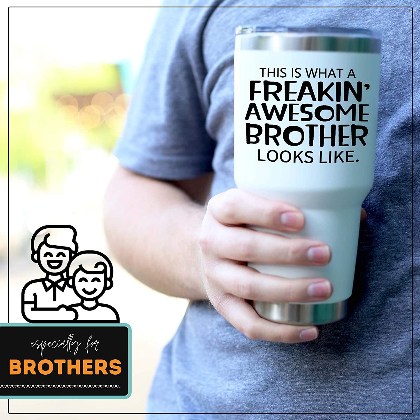 Freakin' Awesome Brother 30 oz White Tumbler for Brothers