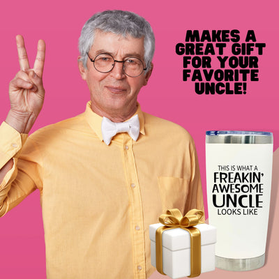 Freakin' Awesome Uncle 20 oz White Tumbler for Uncles