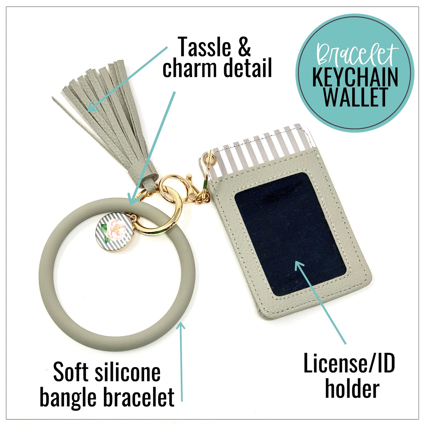Trust in the Lord Gray Silicone Bracelet Keychain Wallet