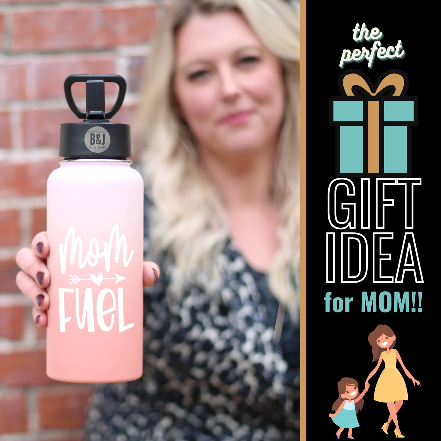 Mom Fuel Rose Gold 32 oz Water Bottle Tumbler
