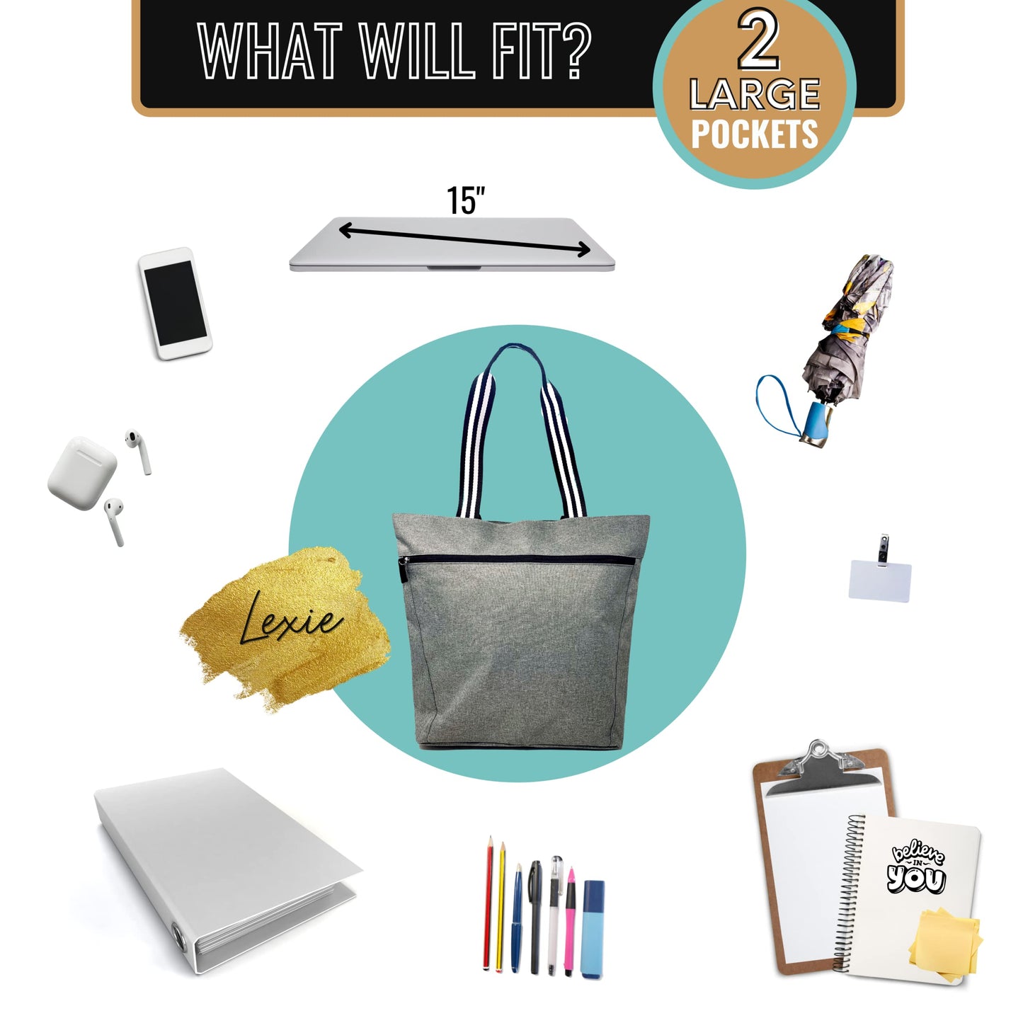 Floss Boss Lexie Black Tote Bag for Dental Workers