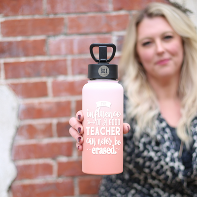 Influence of a Teacher 32 oz  Rose Gold Water Bottle Tumbler for Teachers