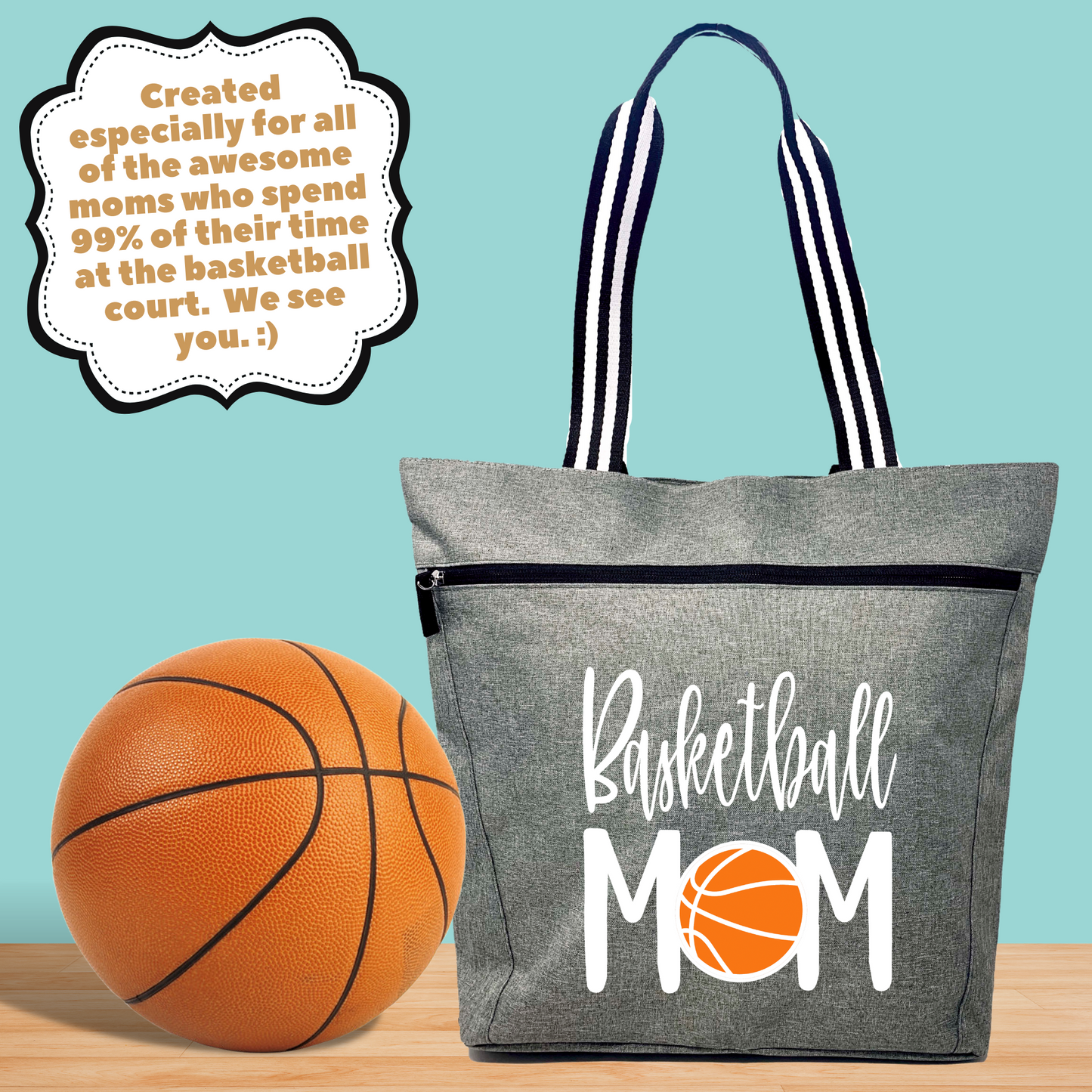 Basketball Mom Lexie Gray Tote Bag for Moms