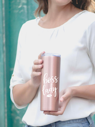 Boss Lady 20 oz Rose Gold Skinny Tumbler for Bosses