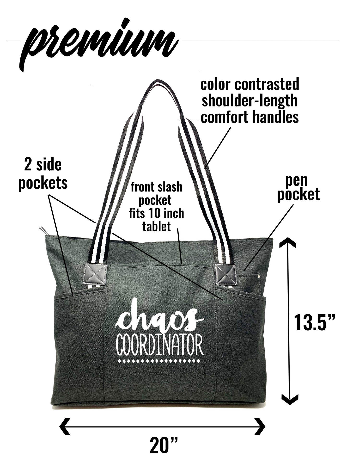Chaos Coordinator Tessa Black Tote Bag for Bosses, Moms, Teachers, and More