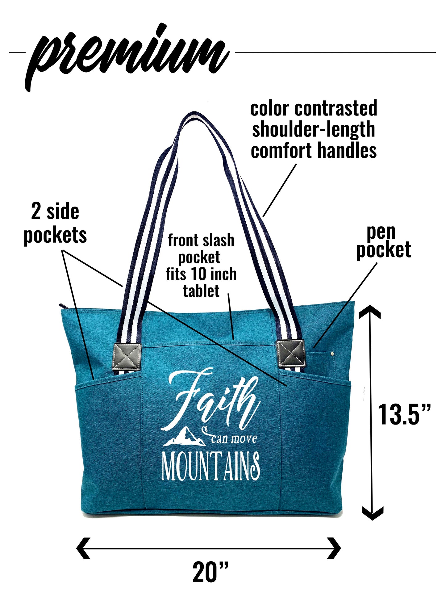 Faith Can Move Mountains Tessa Teal Tote Bag