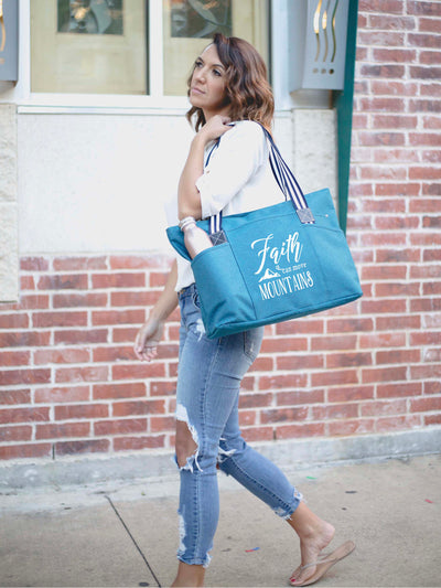 Faith Can Move Mountains Tessa Teal Tote Bag