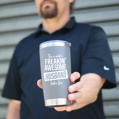 Freakin' Awesome Husband 20 oz Tumbler Gray