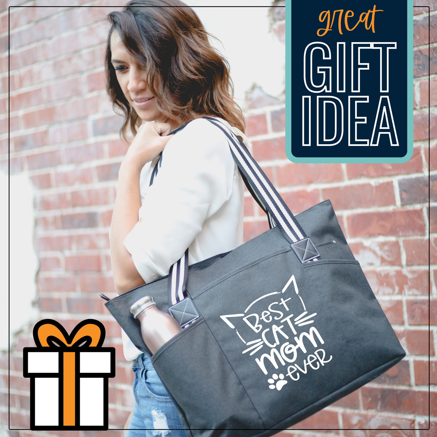 Best Cat Mom Ever Tessa Black Tote Bag for Cat Lovers