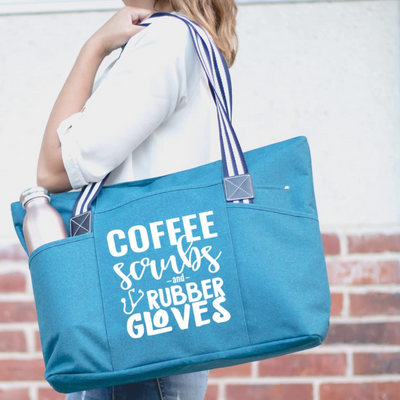 Coffee Scrubs Tessa Teal Tote Bag for Medical Workers