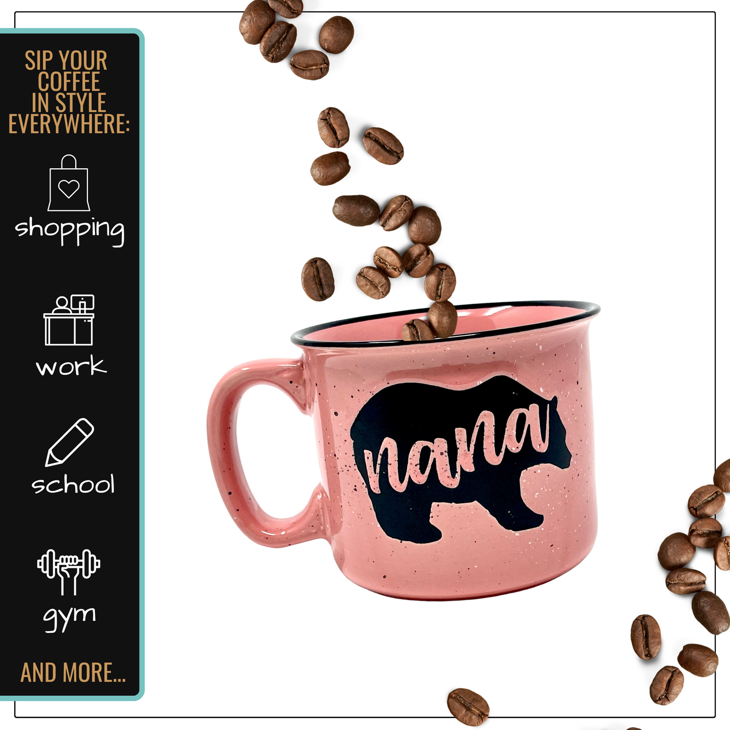 Nana Bear 15 oz Coral Ceramic Mug for Grandmas