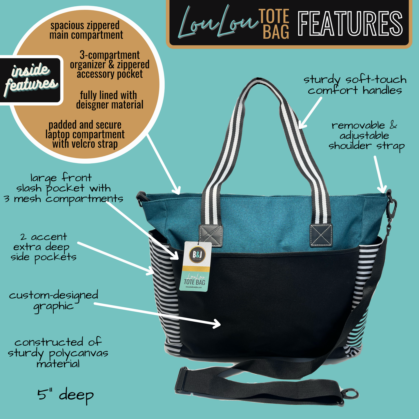 Plain LouLou Teal Tote Bag