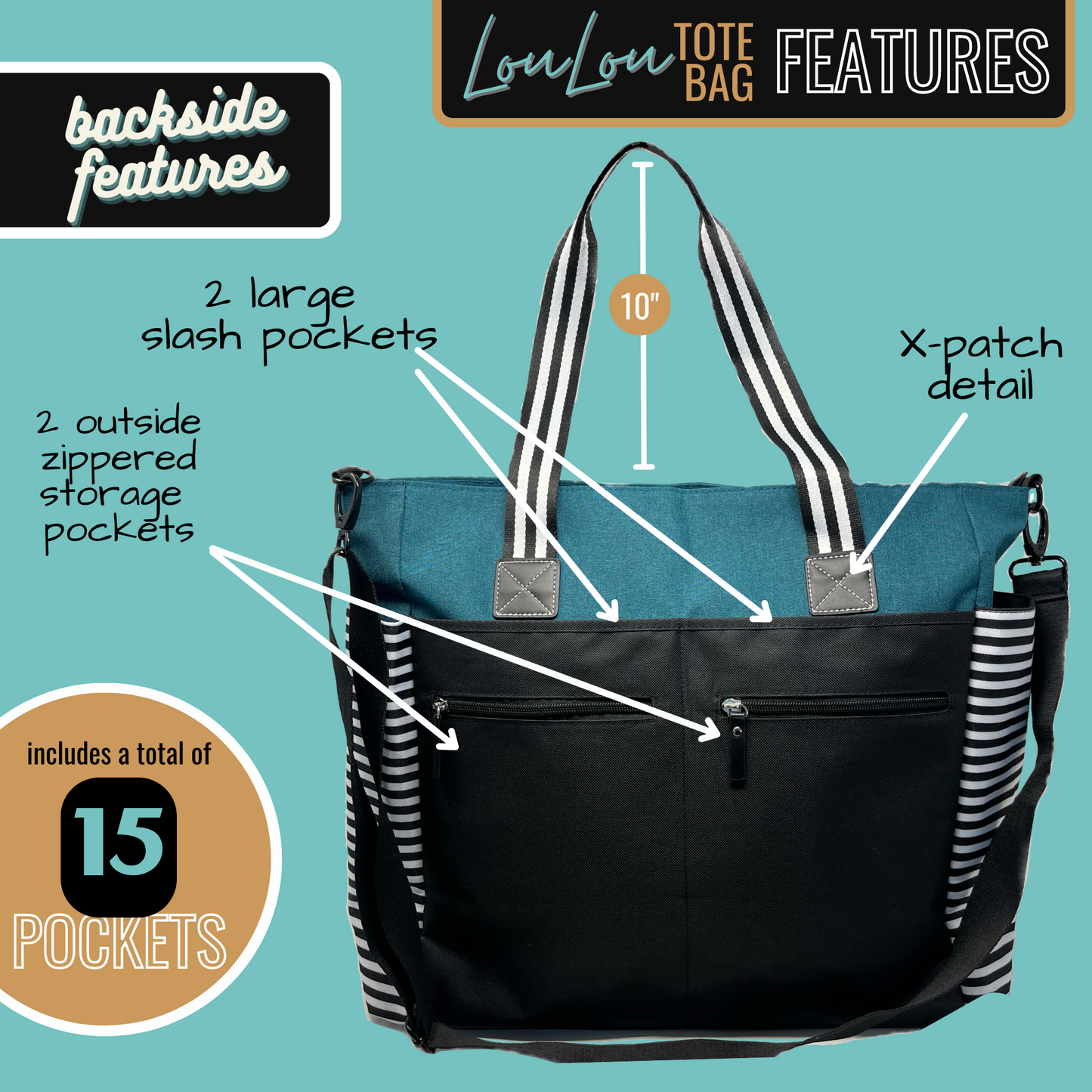Grandma Getaway LouLou Teal Tote Bag for Grandmothers