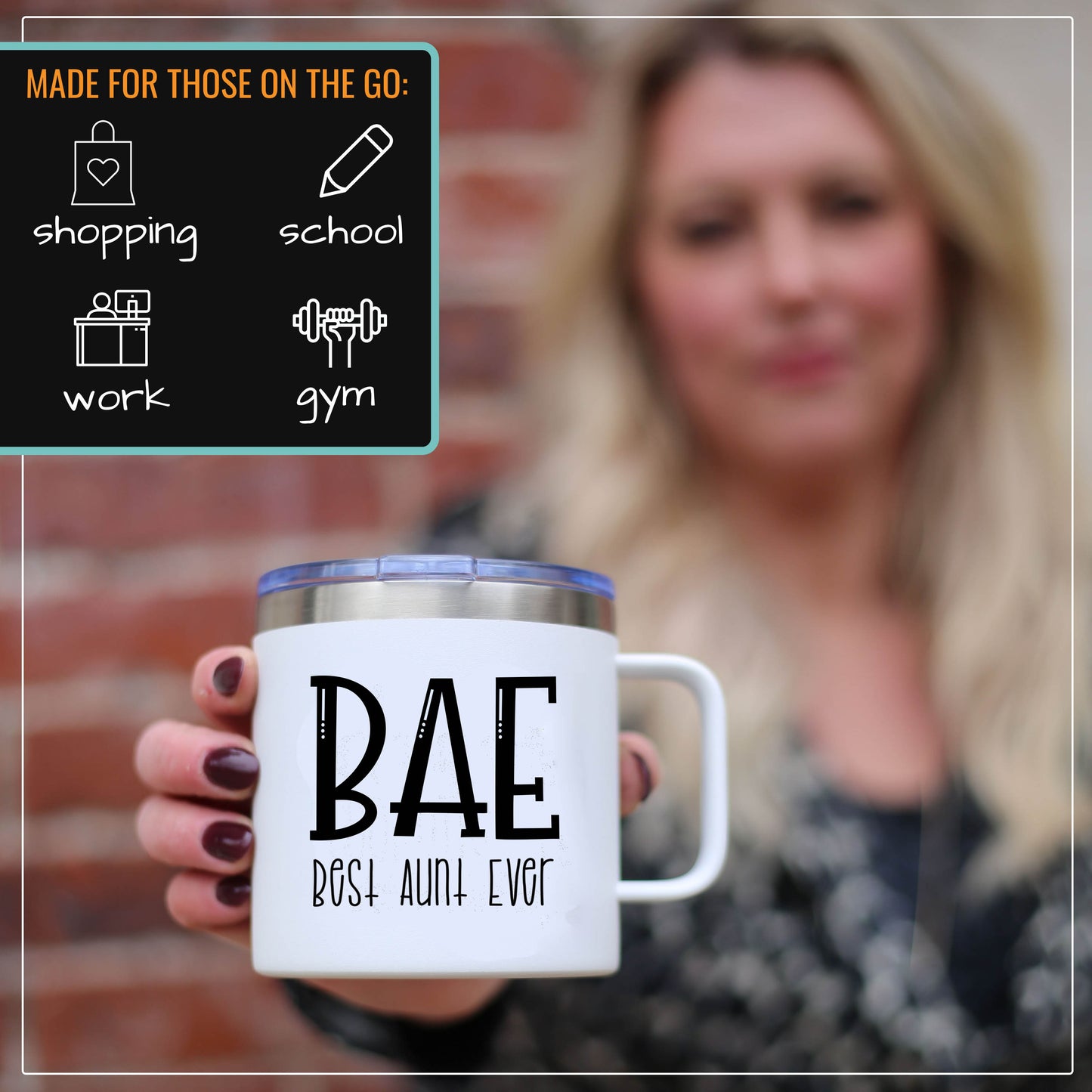 Best Aunt Ever 14 oz White Camper Tumbler for Aunts