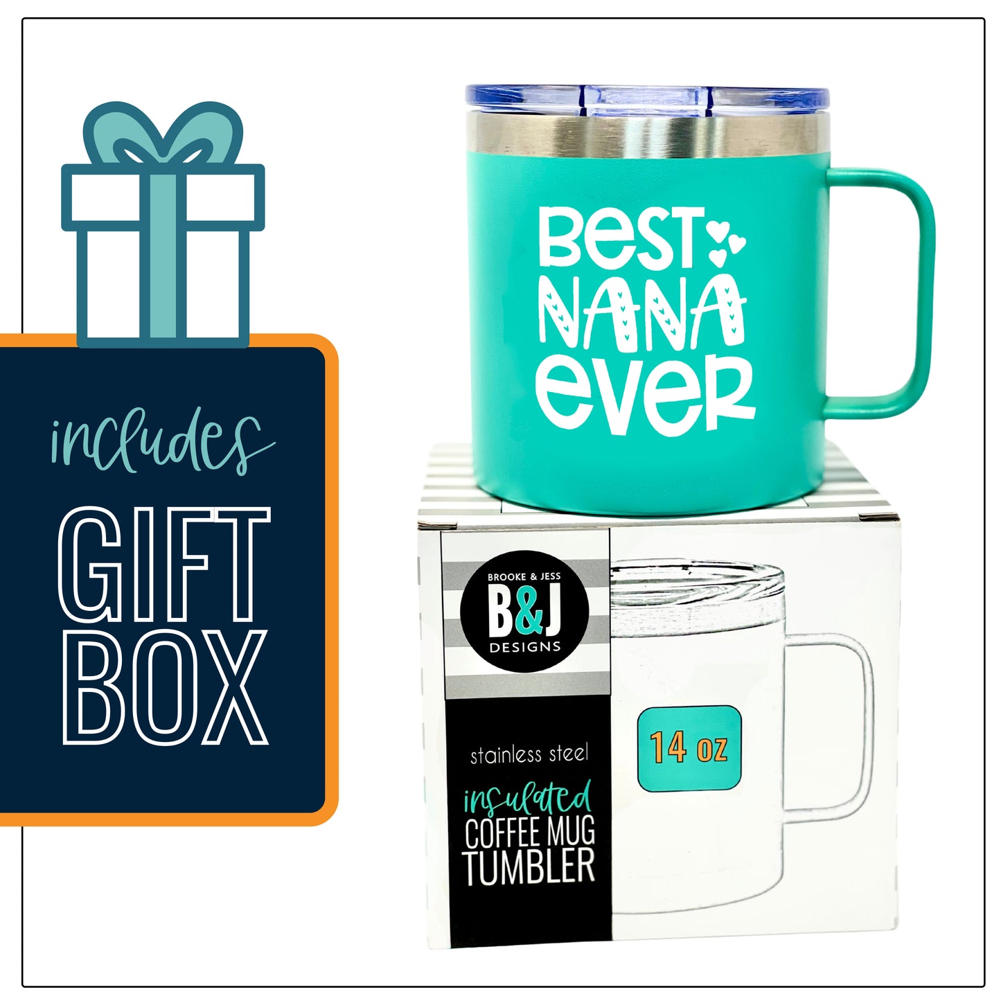 Best Nana Ever 14 oz Teal Camper Tumbler for Grandmothers