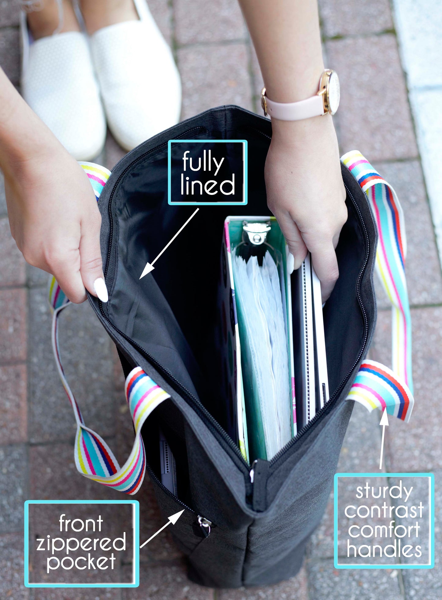 Nursing is a Work of Heart Black Lexie Tote Bag for Medical Workers
