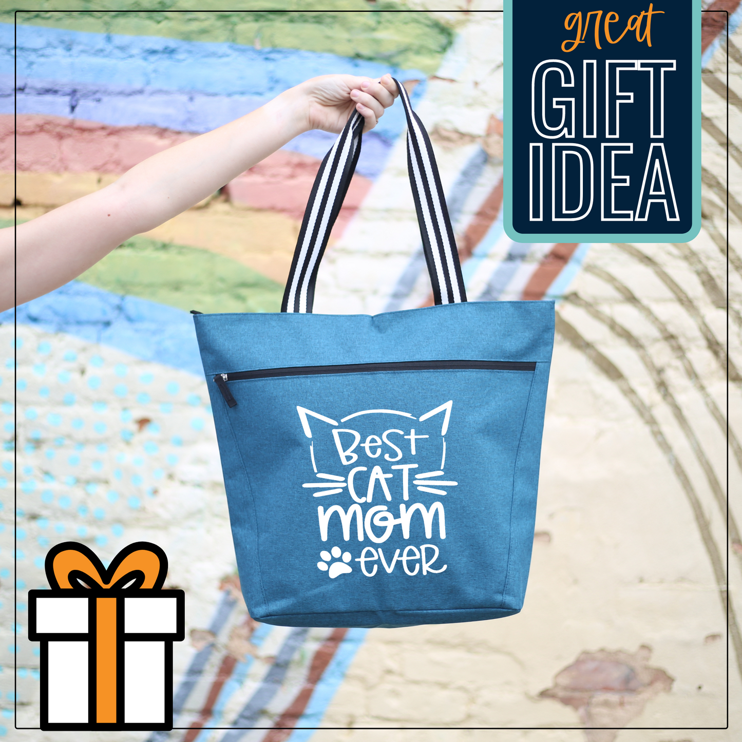Best Cat Mom Ever Teal Lexie Tote Bag